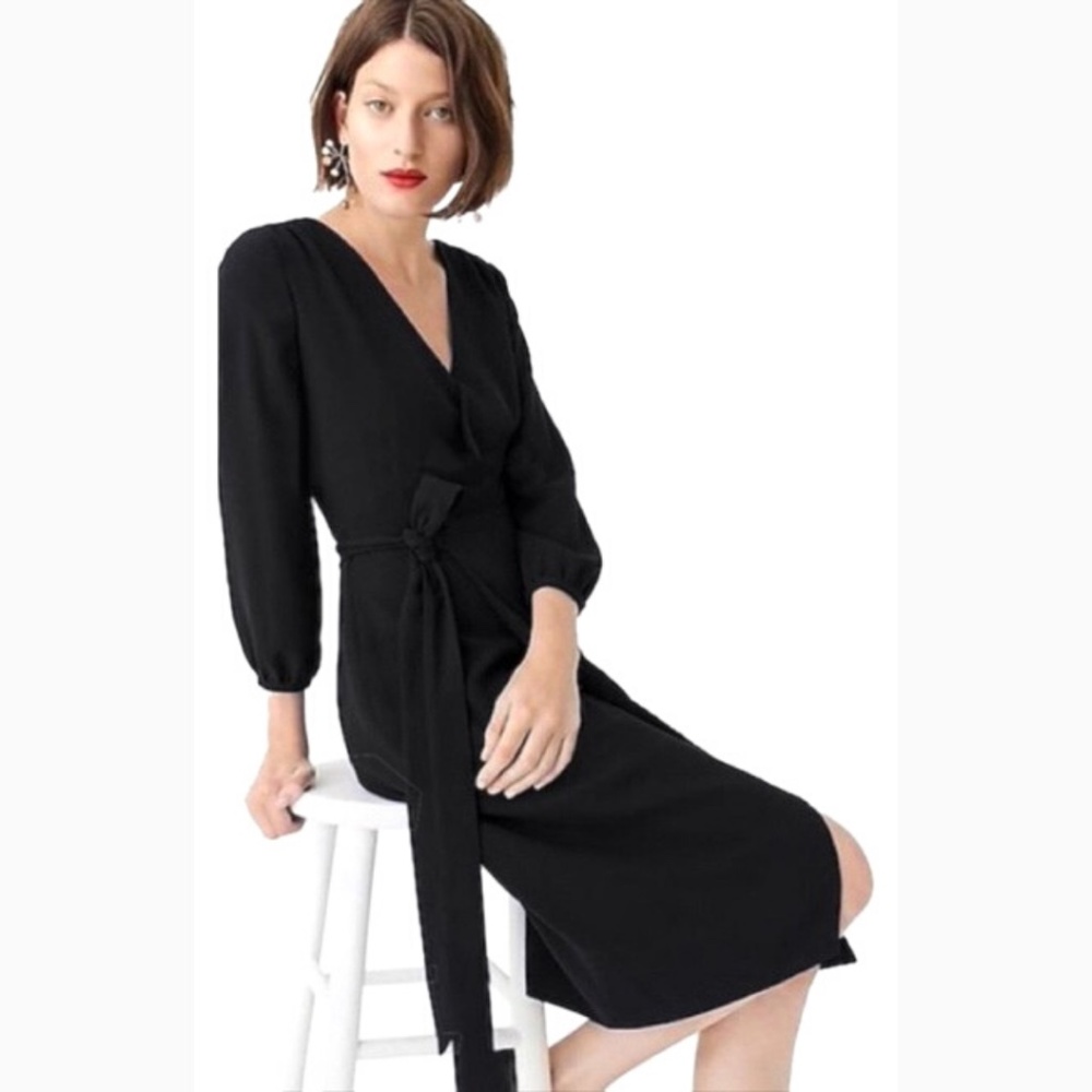NWOT J.Crew Black Wrap Dress in 365 Crepe - Plus Size 16